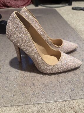 NanaMacs Sparkling Blush Glitter Pointed-Toe Stilettos